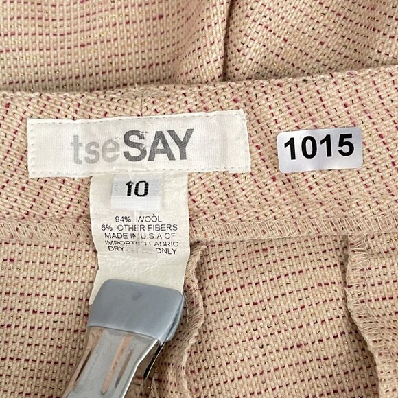 TseSay Womens Pants Wool Blend Beige Trousers Straight Leg Made In USA Size 10 - Picture 3 of 10